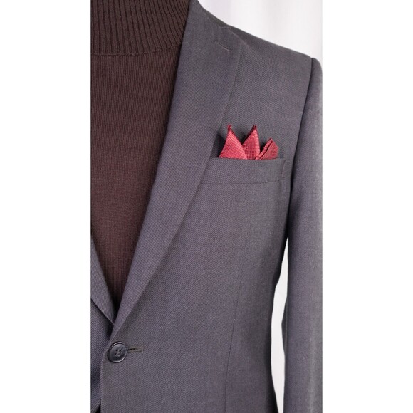 Joseph Jos A. Bank Men's Sz 38R Gray Solid Cotton/Wool Blend 2 Button Slim Fit - Picture 4 of 12